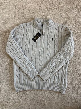 Ralph Lauren Quarter-zip Cable-knit Sweater Gray
